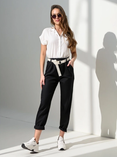 Royalfashion Прямые женские брюки с поясом