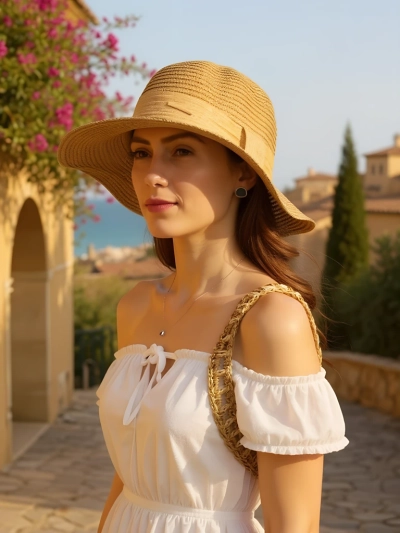 Royalfashion Sieviešu Salmu Cepure ar Lentu Whisper