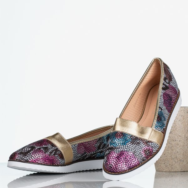 Женские разноцветные балетки с золотой отделкой Насульша - Обувь