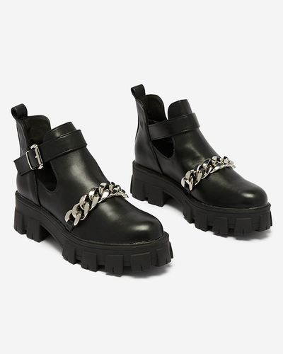 Black women's boots with a cut-out and embellishment Meveril - Footwear