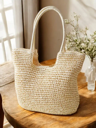Royalfashion Large straw handbag for women