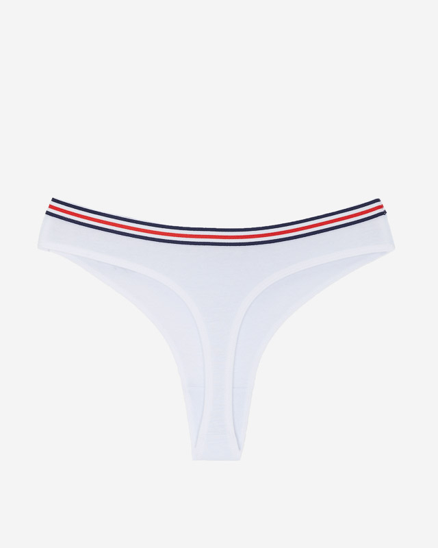 Women's white thong with a print - Underwear