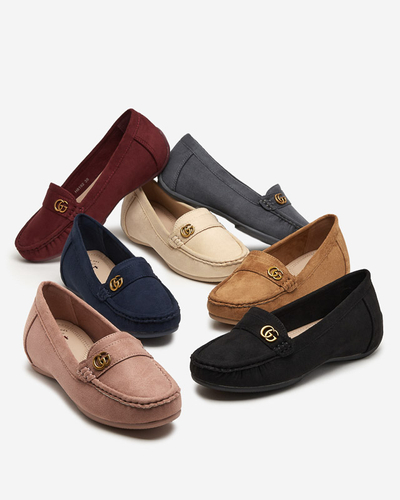 Maroon women's moccasins on low covered heel Lemira - Footwear