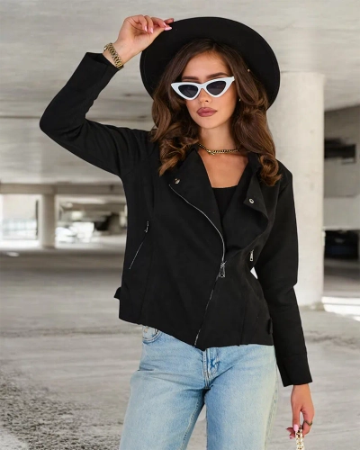 Royalfashion Sieviešu jaka no eko zamšādas ar kabatām