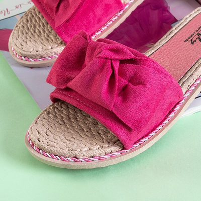 Fuchsia women's slippers with a Foas bow - Footwear