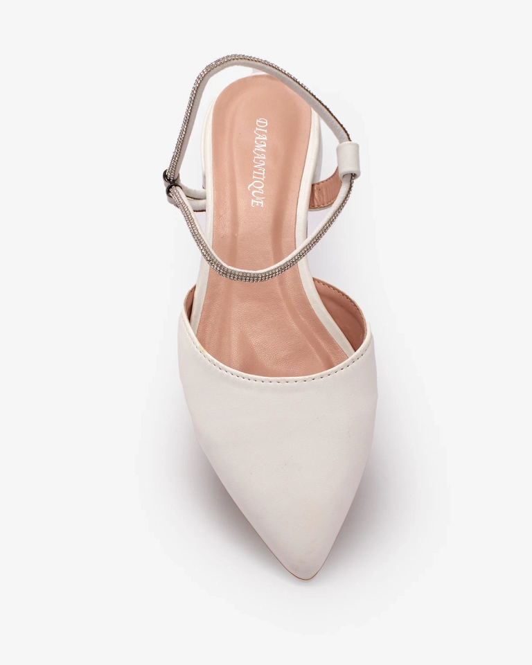 Royalfashion White Women's Embellished Shimmer Sole Flat Heel Sandals