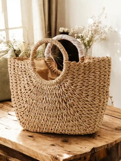 Royalfashion Large straw handbag for women