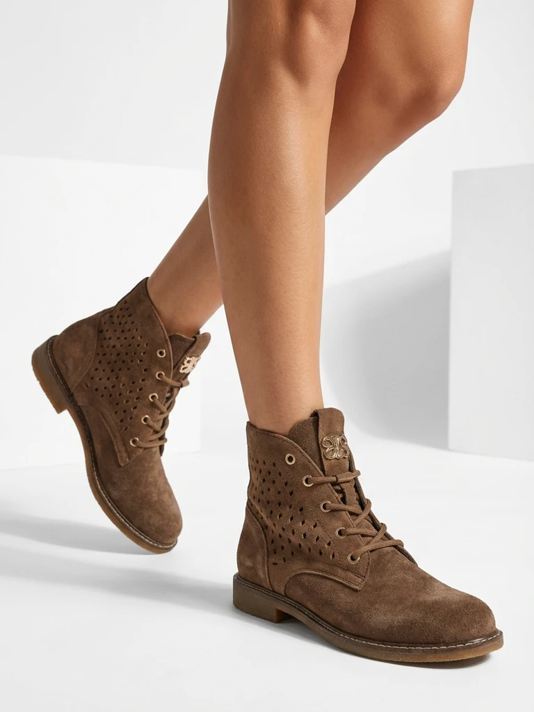 Women's Openwork Ankle Boots made of Natural Leather Aurelias