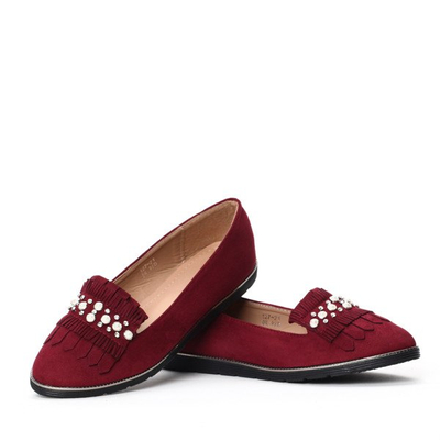 Bordowe mokasyny- Obuwie