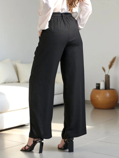 Royalfashion Wide women's trousers with a belt