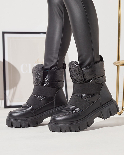 OUTLET Sieviešu zābaki a'la sniega zābaki ar plakanu zoli melnā krāsā Ferory- Footwear