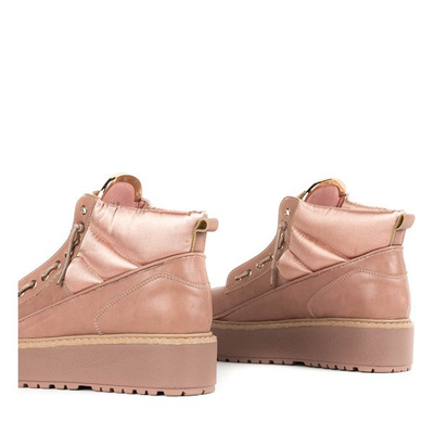 Różowe sportowe botki na platformie Almuterin - Obuwie