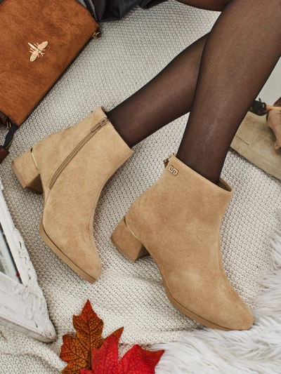 Women's Eco Suede Ankle Boots with Block Heel Arshinea