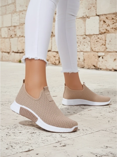 Women's Selene slip-ons light brown, fabric, flat heel, comfort