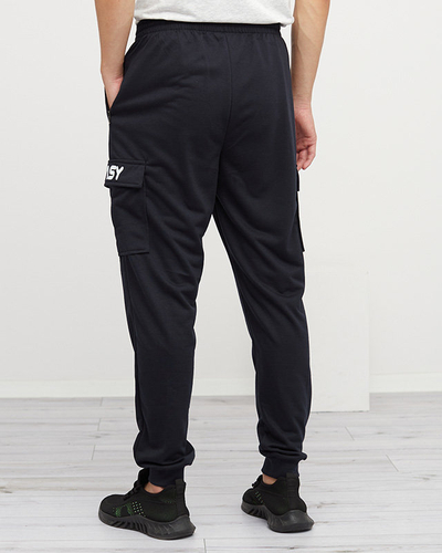 Navy blue men's sweatpants with pockets - Clothing