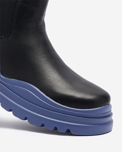 Women's black slip-on boots on a purple Beja sole - Footwear