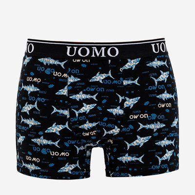 Men's black boxer shorts with print - Underwear