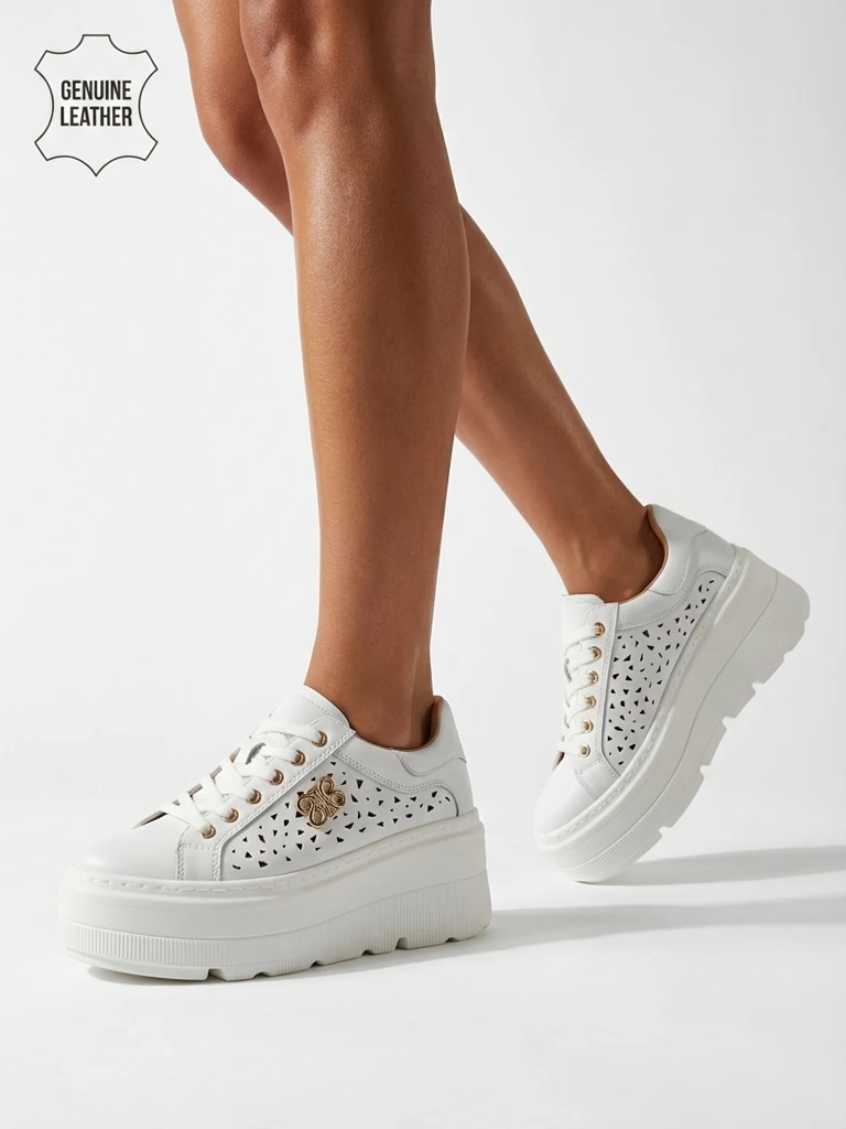 Atelle Women's Openwork Sports Sneakers Made of Natural Leather