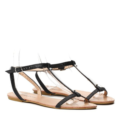 Czarne sandały brokatowe Legacy- Obuwie