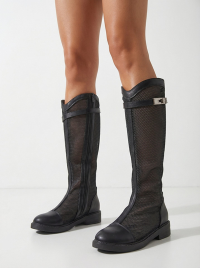 Royalfashion Augstas perforētas sieviešu potīšu zābaki Ovittole