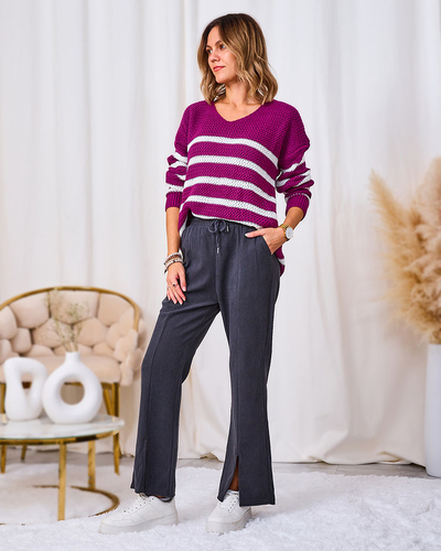 Royalfashion Dark gray corduroy women's fabric pants