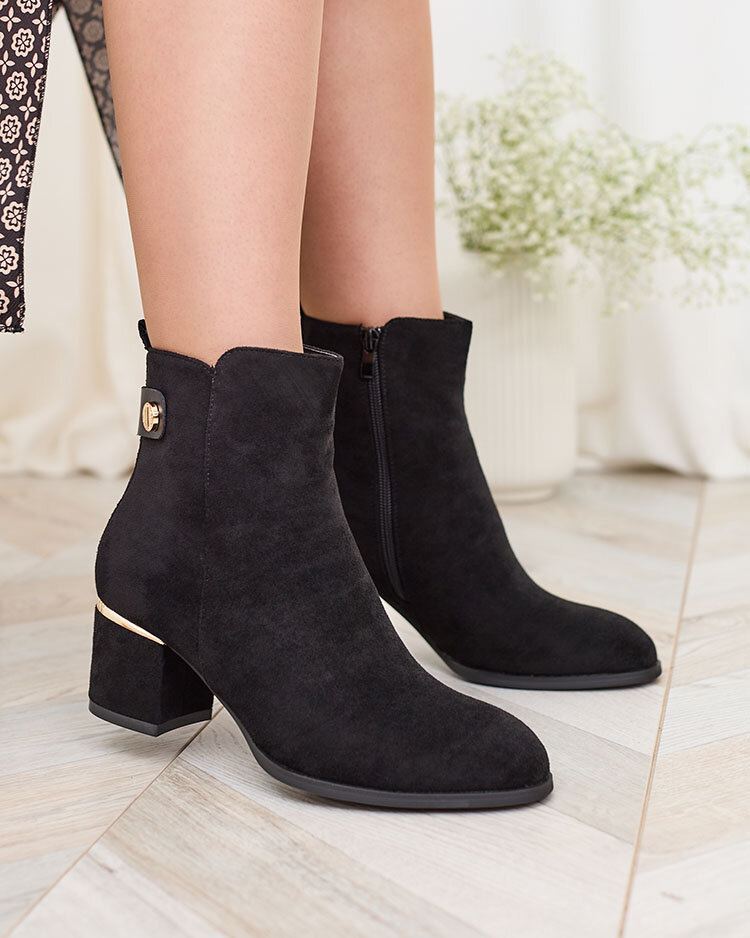 Royalfashion Women's low stiletto boots in black Dogdas