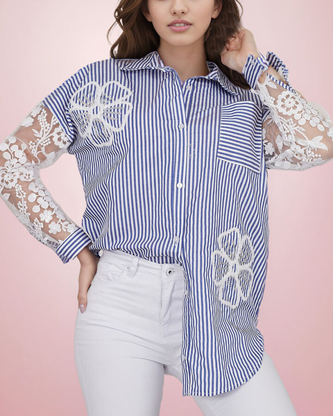 Royalfashion Women's striped shirt with lace