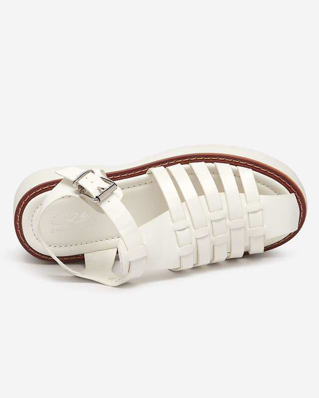 OUTLET Women's white sandals on a massive Leteris sole - Footwear