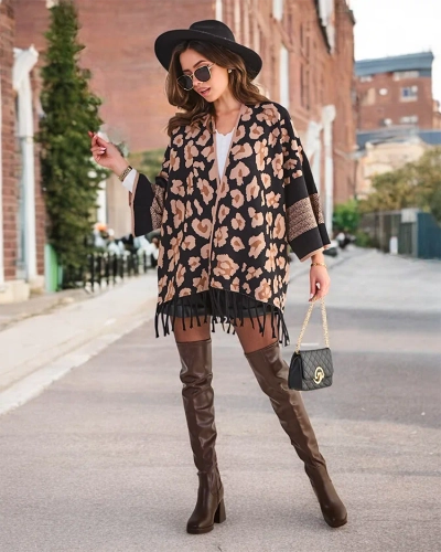 Royalfashion sieviešu pončo ar apdruku