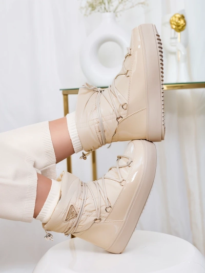 Royalfashion Sieviešu slip-on zābaki a'la sniega zābaki bēšā krāsā Vevnose