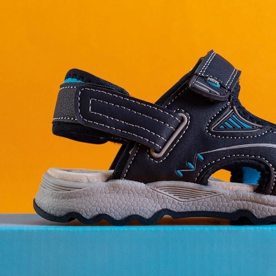 OUTLET Dark blue boys' Ararat velcro sandals - Footwear