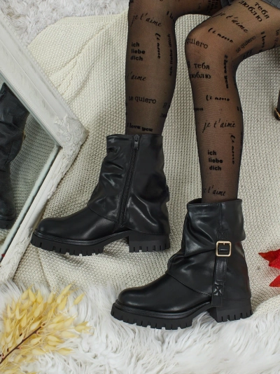 Wyższe botki damskie eko skórzane Lunara