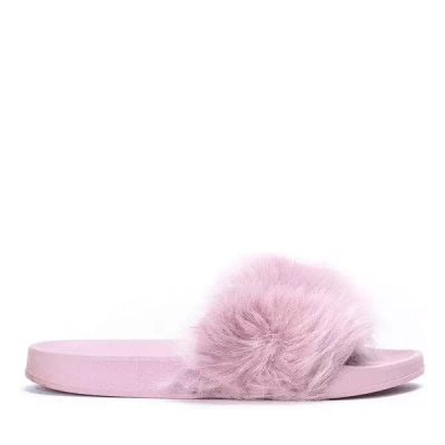 OUTLET Purple slippers with fur Millie- Footwear