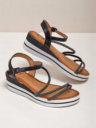 Royalfashion женские сандалии на танкетке со стразами Ballosa