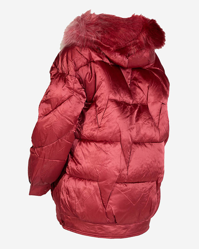 Maroon women's winter jacket with synthetic down fill - Clothing