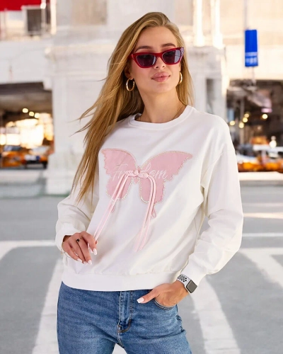 Royalfashion Sieviešu kokvilnas džemperis ar plānu apdruku