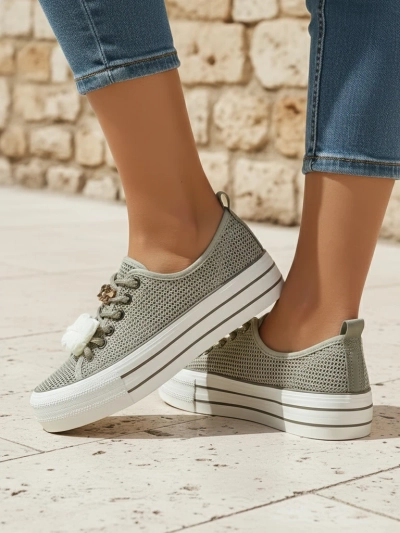 Royalfashion Women's perforated sneakers with decorations Osdo