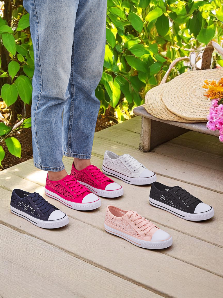 Callista Fuchsia damesko - lett stoff, flat såle 2,5 cm