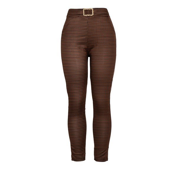 Brown and black houndstooth pants - Trousers 1
