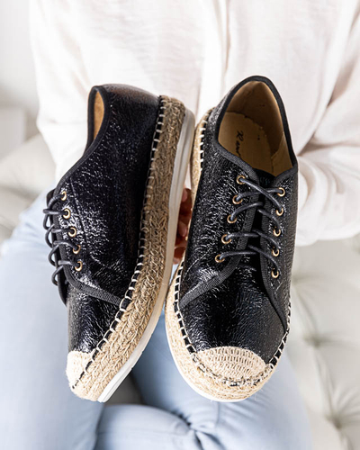 OUTLET Women's black lace-up sneakers Furmoni - Footwear