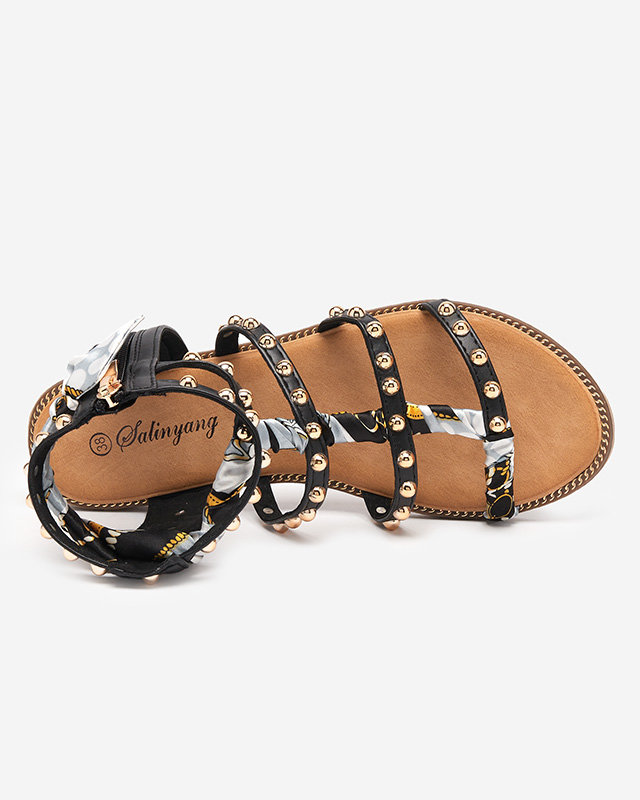 Sieviešu melnas sandales ar sprauslām Womer- Footwear