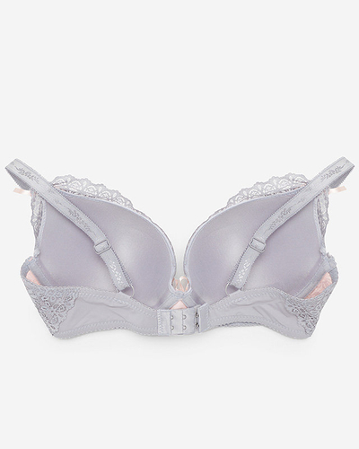 Gray and pink women's lace bra - Underwear