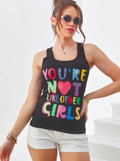 Royalfashion Sieviešu kokvilnas topiņš ar siksniņām un unikāliem rakstiem