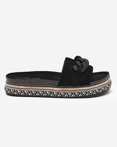 OUTLET Women's black slippers with a decorated sole Hillam - Footwear