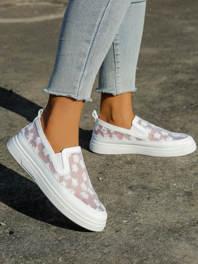 Royalfashion Women's mesh moccasins with flowers Emzos