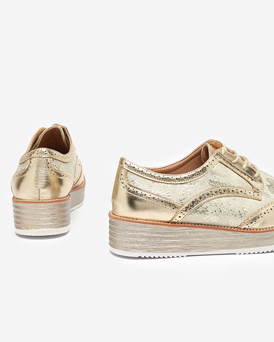 OUTLET Gold women's shoes with snake skin inserts Fin - Footwear