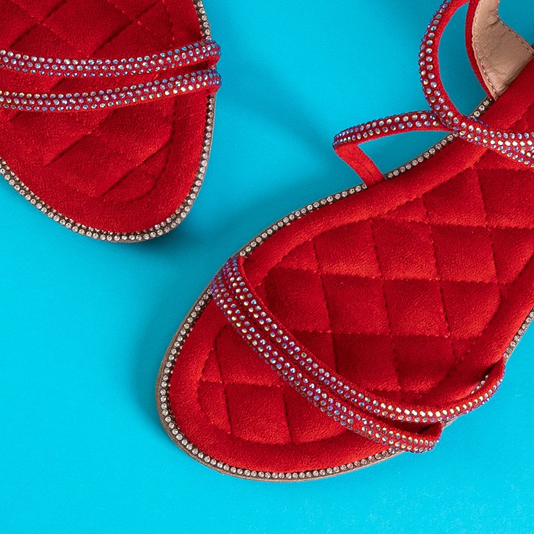 Red women's sandals with zircons Swirelli - Footwear