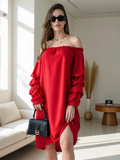 Royalfashion Smooth women's dress a'la Spanish with ruffles
