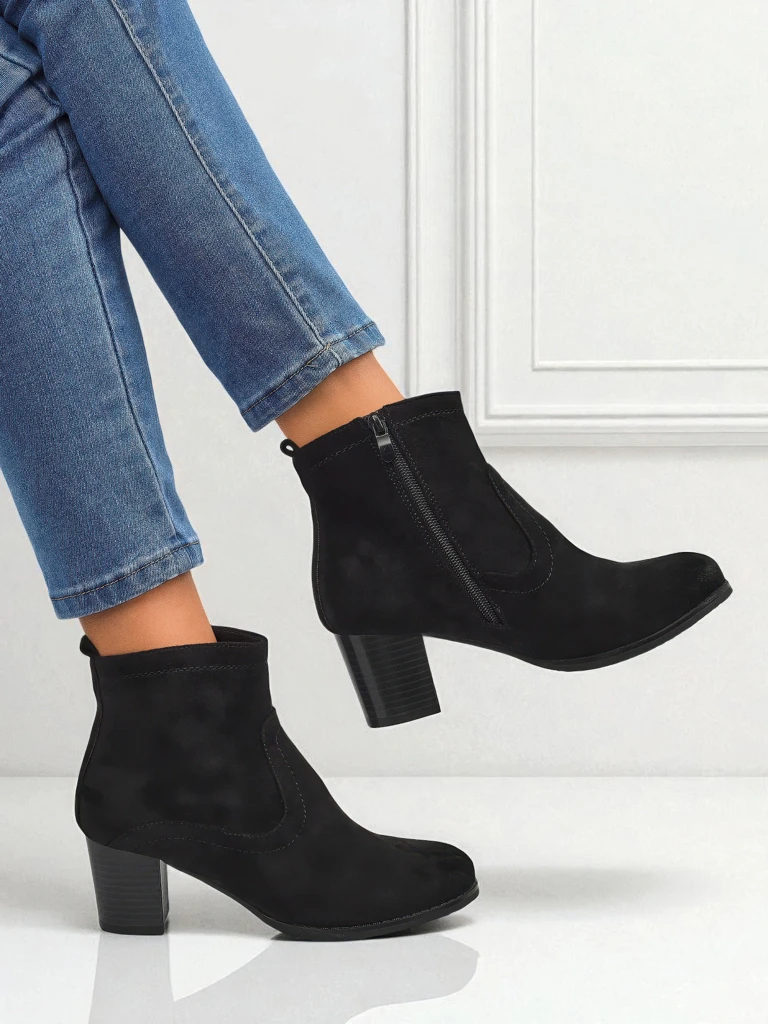 Women's Eco-Suede Heeled Ankle Boots Crimson Echo