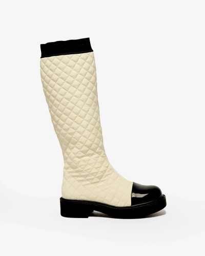 Royalfashion Bēšas krāsas sieviešu stepēti zābaki Ataeb